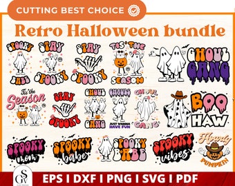 Retro Halloween svg Bundle, Retro Halloween SVG, Retro Ghost svg, Spooky vibes Svg, Groovy Halloween svg, Spooky Season svg, Halloween Shirt
