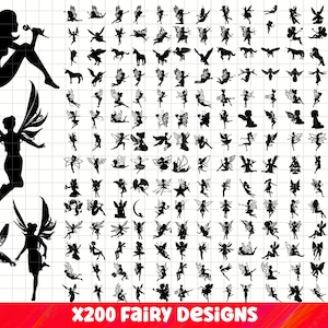 Pacchetto SVG fata, Pacchetto PNG fata, Clipart fata, File tagliati SVG fata per Cricut, Silhouette fata, Fata cartoon svg, Magico Svg