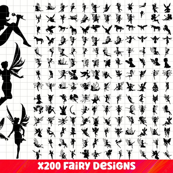 Fairy SVG Bundle, Fairy PNG Bundle, Fairy Clipart, Fairy SVG Cut Files for Cricut, Fairy Silhouette, Fairy cartoon svg, Magical Svg