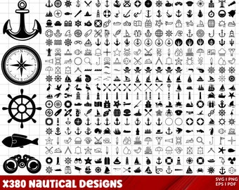 Nautical SVG Bundle, Nautical PNG Bundle, Nautical Clipart, Nautical SVG Cut Files for Cricut, Nautical Silhouette, Sailing Svg, Anchor Svg.