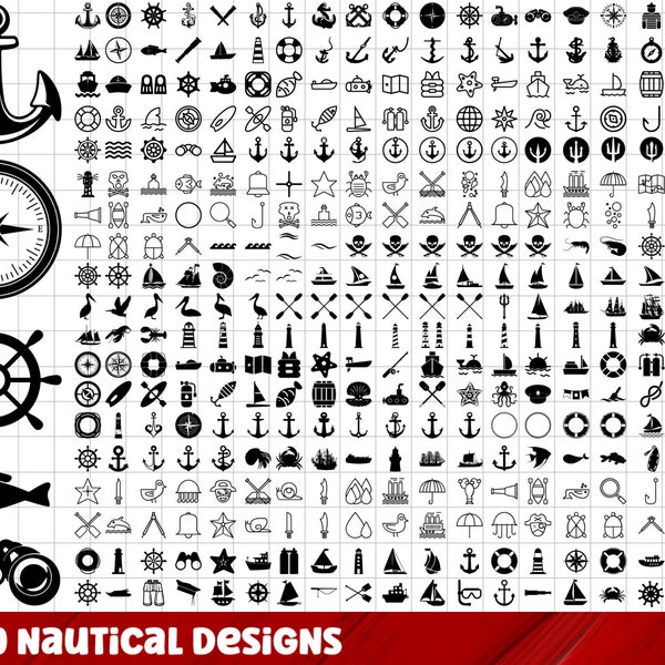 Nautik SVG Bundle, Nautik PNG Bundle, Nautik Clipart, Nautik SVG geschnitten Dateien für Cricut, Nautik Silhouette, Segeln SVG, Anker SVG.