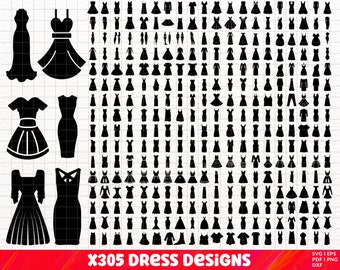Bruidsjurk SVG, jurk PNG bundel, jurken clipart, jurk SVG gesneden bestanden voor Cricut, trouwjurk SVG, mode vrouwen SVG, bruidsmeisje SVG