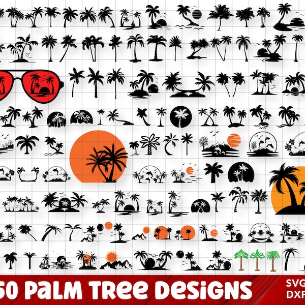 Palm Tree Svg, Palm Tree Silhouette, Palm Tree Cut Files, Palm Tree Svg Bundle, Palm Tree Clipart, Palm Tree Design Svg, Tropical Svg, Beach