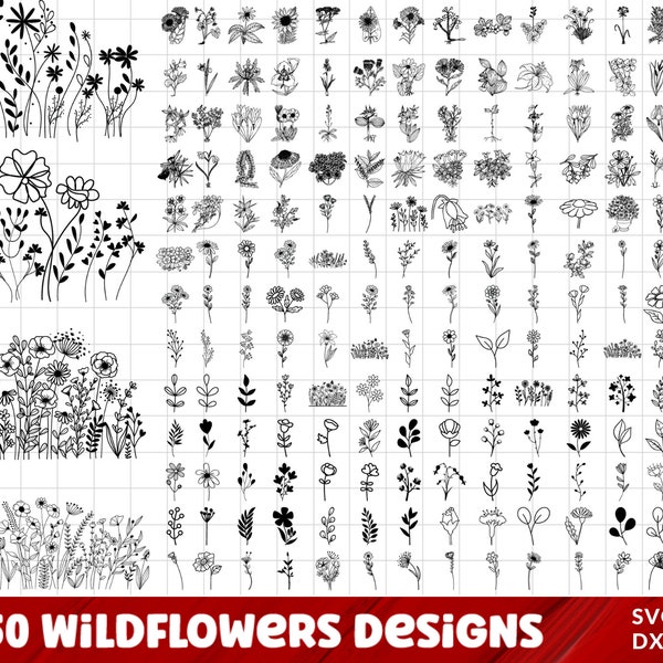 Wildflower SVG Bundle, Wildflower Vector, Wildflower Silhouette, Wildflower Clipart, Wildflower Cut file, Birth flowers SVG, file for cricut