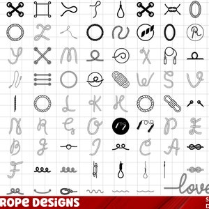 Rope SVG Bundle, Rope PNG Bundle, Rope SVG Cut Files for Cricut, Rope Silhouette, Rope frame svg, Nautical knot svg, Nautical rope svg