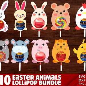 Easter Lollipop Holder SVG, Easter Lollipop Holder Cut File, Candy Holder Svg, Rabbit Egg Holder,Animals Candy Holder Svg, Kids Crafts File.