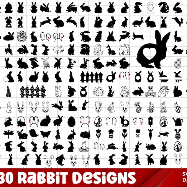 Lapin SVG Bundle, lapin forme SVG, lapin Clipart, lapin SVG coupe fichiers pour Cricut, lapin Silhouette, lapin coupe fichier, lapin forme Svg