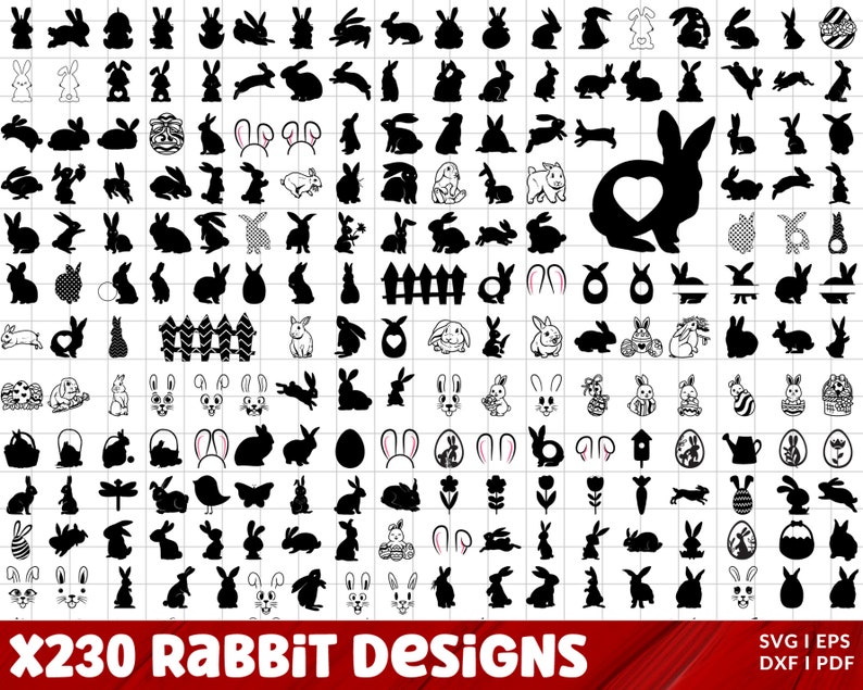 Rabbit SVG Bundle, Bunny Shape SVG , Rabbit Clipart, Rabbit SVG Cut ...