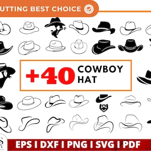 Cowboy Hat Svg, Western Svg, Cowboy Svg, Cowboy Hat Png, Clipart, Vector, Country Hat Svg, Cowgirl Hat Svg, Hat Svg, For Cricut & Silhoutte