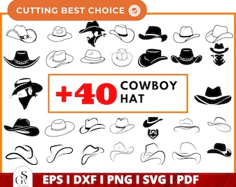 Cowboy Hat Svg, Western Svg, Cowboy Svg, Cowboy Hat Png, Clipart, Vector, Country Hat Svg, Cowgirl Hat Svg, Hat Svg, For Cricut & Silhoutte