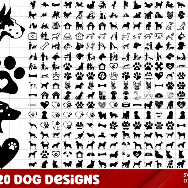 Dog SVG Bundle, Dog PNG Bundle, Dog Clipart, Dog SVG Cut Files for Cricut, Cute Dog Svg, Paw Prints svg, Pet Svg, Dog House svg, Dog Bone