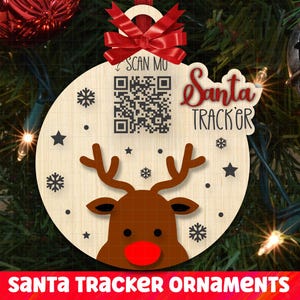 Christmas Santa Tracker QR code Ornament Reindeer, Santa Tracker QR code , Christmas Ornament Svg Laser cut , Snowman Santa Tracker Svg