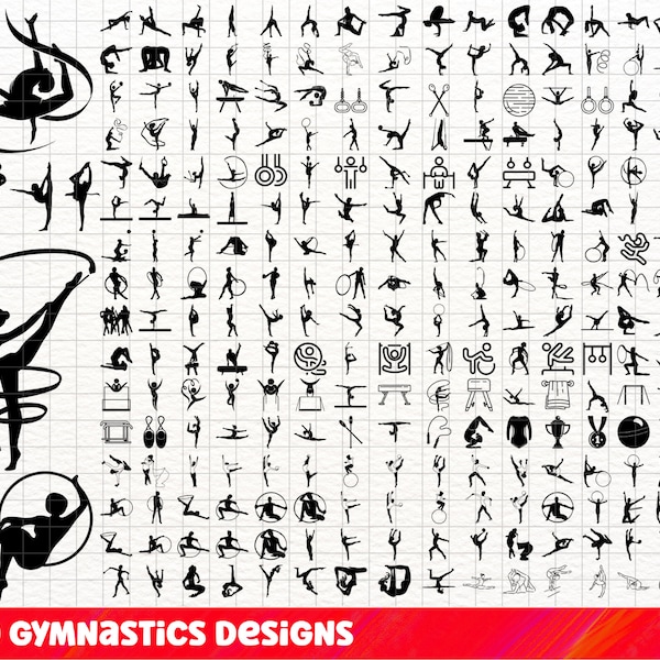 Ensemble de gymnastique SVG, gymnastique PNG Bundle, Clipart gymnastique, gymnastique SVG coupe fichiers pour Cricut, Fitness Svg, Silhouette de gymnastique.