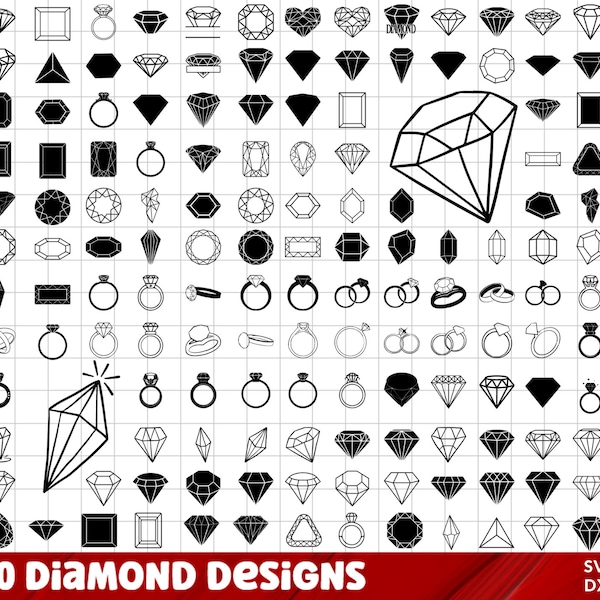 Diamond SVG Bundle, Diamond Cut Files, Diamond SVG, Diamond PNG, Diamond Design, Cricut Design, Silhouette Design, Digital Download
