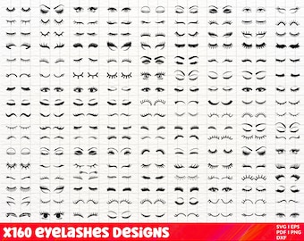 Paquete SVG de pestañas, paquete PNG de pestañas, imágenes prediseñadas de pestañas, archivos de corte SVG de pestañas para Cricut, pestañas chica SVG Cricut, cejas svg