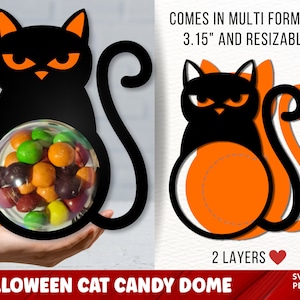 Halloween Candy Dome SVG Bundle, Halloween Süßigkeiten Halter SVG, Katze Candy Dome SVG, Schokoladenhalter svg, Mitbringsel, Süßes oder Saures Geschenke
