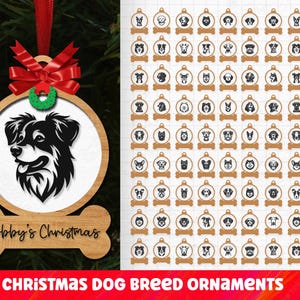 Dog Christmas Ornament SVG, Dog Breed Ornaments Bundle Svg, Christmas Decor Svg, Laser Cut File, Pet Portrait SVG, Glowforge Christmas files