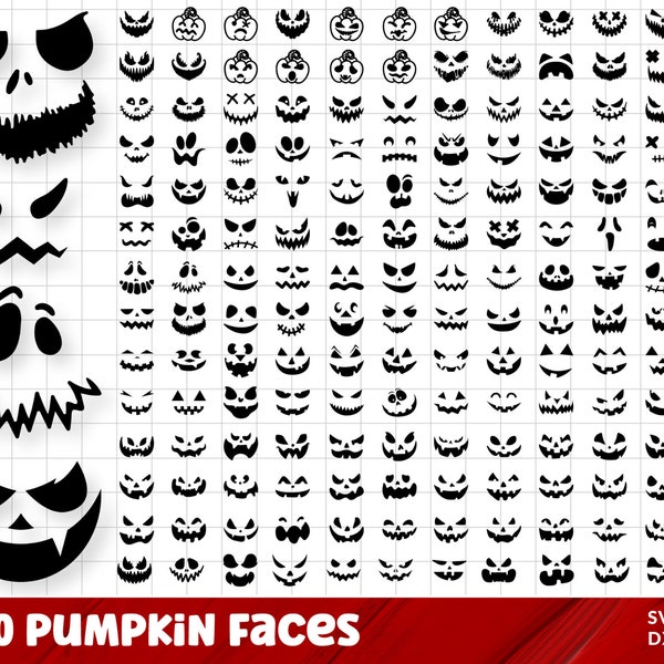 Pumpkin Face SVG Bundle, Pumpkin Face PNG Bundle, Pumpkin Face Clipart, Pumpkin Face SVG Cut Files for Cricut, Halloween Pumpkin Face Svg