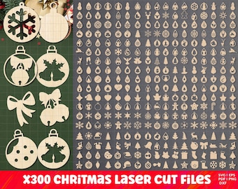 Christmas Ornaments SVG laser cut file, Christmas Ornaments PNG, Christmas Vector Files For laser cut Cnc, CNC Files Laser cutting files.