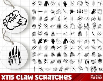 Paquete SVG de garra, paquete PNG de garra, imágenes prediseñadas de garra, garra Dino, marcas svg, rasguño svg, marcas de garra SVG, sublimación, rasguños Clip Art.