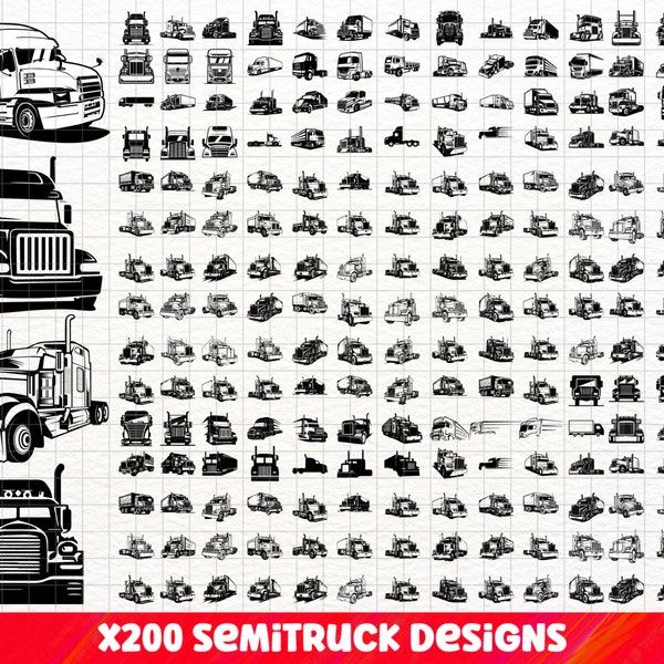 Semi Truck SVG, Semi Truck PNG Bundle, Semi Truck Clipart, Semi Truck SVG Cut Files, Truck Driver svg, Trucker svg, Semi Truck Trailer svg .