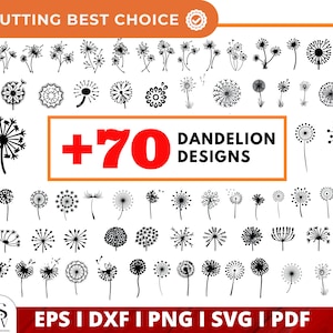 Dandelion Svg, Dandelion Svg Bundle, Dandelion Png, Floral Clipart, Flower Silhouette SVG, Dandelion Blowing Svg, Dandelion Cut File, Cricut