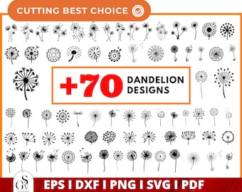 Dandelion Svg, Dandelion Svg Bundle, Dandelion Png, Floral Clipart, Flower Silhouette SVG, Dandelion Blowing Svg, Dandelion Cut File, Cricut