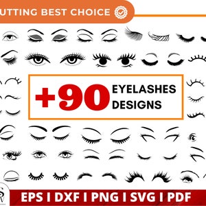Eyelashes bundle svg, Eyebrows svg, Lashes Svg,Women Eyes Svg, Eyelashes Girl SVG, Lashes and Brows, Eyelash Clipart, Makeup Svg for Cricut