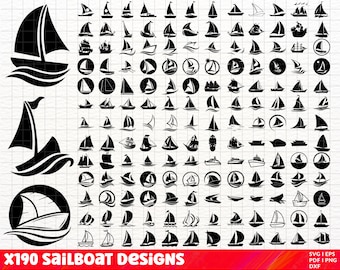 Velero SVG, Paquete PNG de velero, Imágenes Prediseñadas de velero, Archivos de corte SVG de velero Cricut, Silueta de velero, Svg de lancha rápida, Svg de crucero