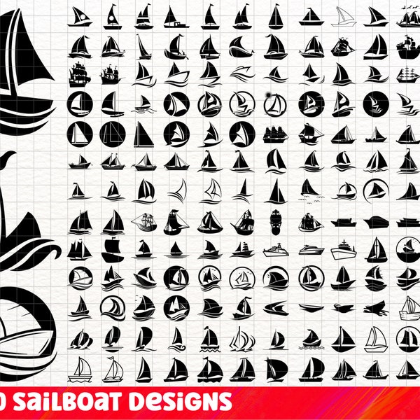 Sailboat SVG, Sailboat PNG Bundle, Sailboat Clipart, Sailboat SVG Cut Files Cricut, Sailboat Silhouette, Speedboat Svg, Cruise Ship Svg