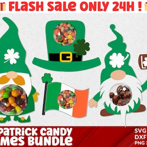 St. Patrick&#39;s Day Candy Dome Svg, Kids Candy Svg, Gnome candy dome Svg, Candy dome svg, Leprechaun Gift, Stocking Stuffer, Paper Ornament.