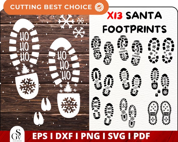 Santa Footprint Bundle Svg, Santa Boot Svg, Christmas Svg