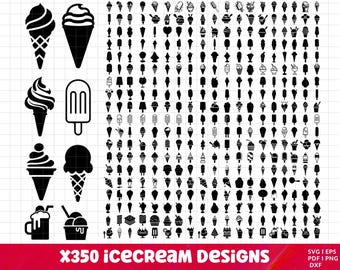 Glass SVG-paket, glass PNG-paket, glass Clip Art, söt glassstrut-klippfil för Cricut, glass Clipart, dessertvektor