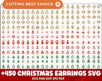 Christmas Earrings Svg Bundle, Holiday Earrings SVG, Leather Earring Svg, Teardrop earrings, Pendant svg, Christmas Decorations Cut Files.