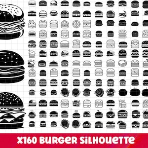 Burger SVG Bundle, Burger PNG, Burger Clipart, Burger SVG Cut Files, Burger Silhouette, Cheeseburger svg, Hamburger svg, Fast Food svg