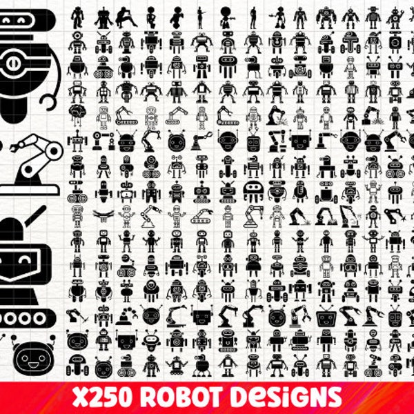 Robot SVG Bundle, Robot PNG Bundle, Robot Clipart, Robot SVG Cut Files For Cricut, Robot head svg, Machine svg, Cute Robot svg, Machine svg.