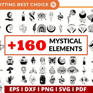 Mystical bundle svg, Mystic Moon svg, Magic Svg, Boho Svg, Witchy svg, Witch Craft Svg, Celestial Svg, Mystic Cat svg, Svg Files for cricut.