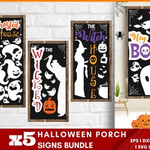 Halloween Porch Sign SVG Bundle, Halloween Porch Signs svg, Halloween tall door sign svg, Halloween welcome sign svg
