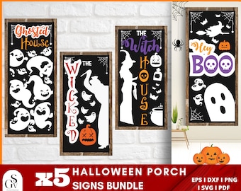 Halloween Porch Sign SVG Bundle, Halloween Porch Signs svg, Halloween tall door sign svg, Halloween welcome sign svg
