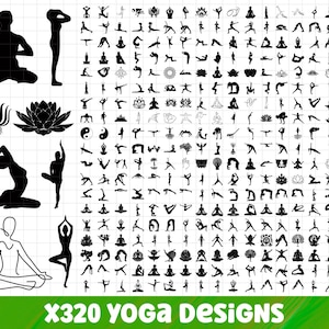 Yoga SVG-paket, Yoga PNG-paket, Yoga Clipart, Yoga SVG-klippfiler för Cricut, Yogasilhuett, Meditation Svg, Namaste Svg, Lotus Svg Png