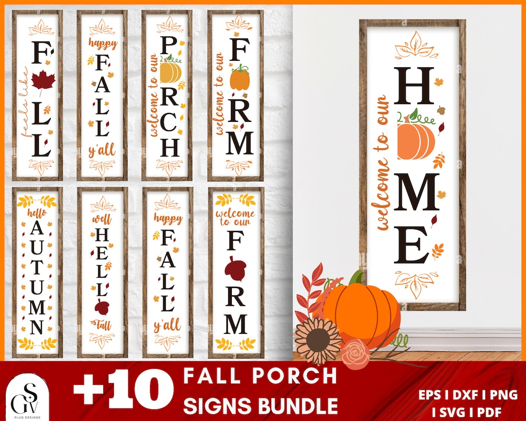 Fall Porch Sign Svg Bundle, Welcome Sign Svg, Autumn Porch Sign SVG ...