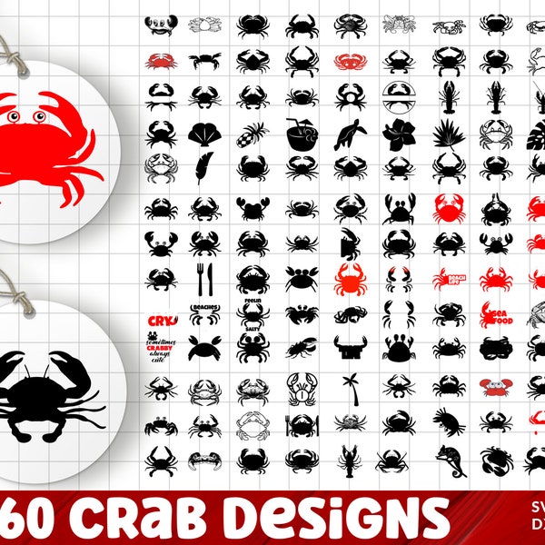 Crab SVG Bundle, Crab PNG Bundle, Crab Clipart, Crab SVG Cut Files for Cricut, Crab Silhouette, Sea Animals Svg, Ocean Svg.