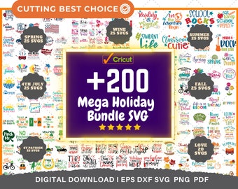 Mega Holiday SVG Bundle über 170 Designs,4 verschiedene Urlaubspaketen, 4. Juli SVG, Frühling svg, Sommer Svg, WIne Svg, Holiday Quotes Svg