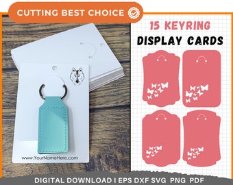 15 Sleutelhanger Display Card Svg, Sleutelhanger Display Card Template, Key Fob Display Card, Keyring Card DXF, Bow Card Template, Sleutelhanger Verpakking.