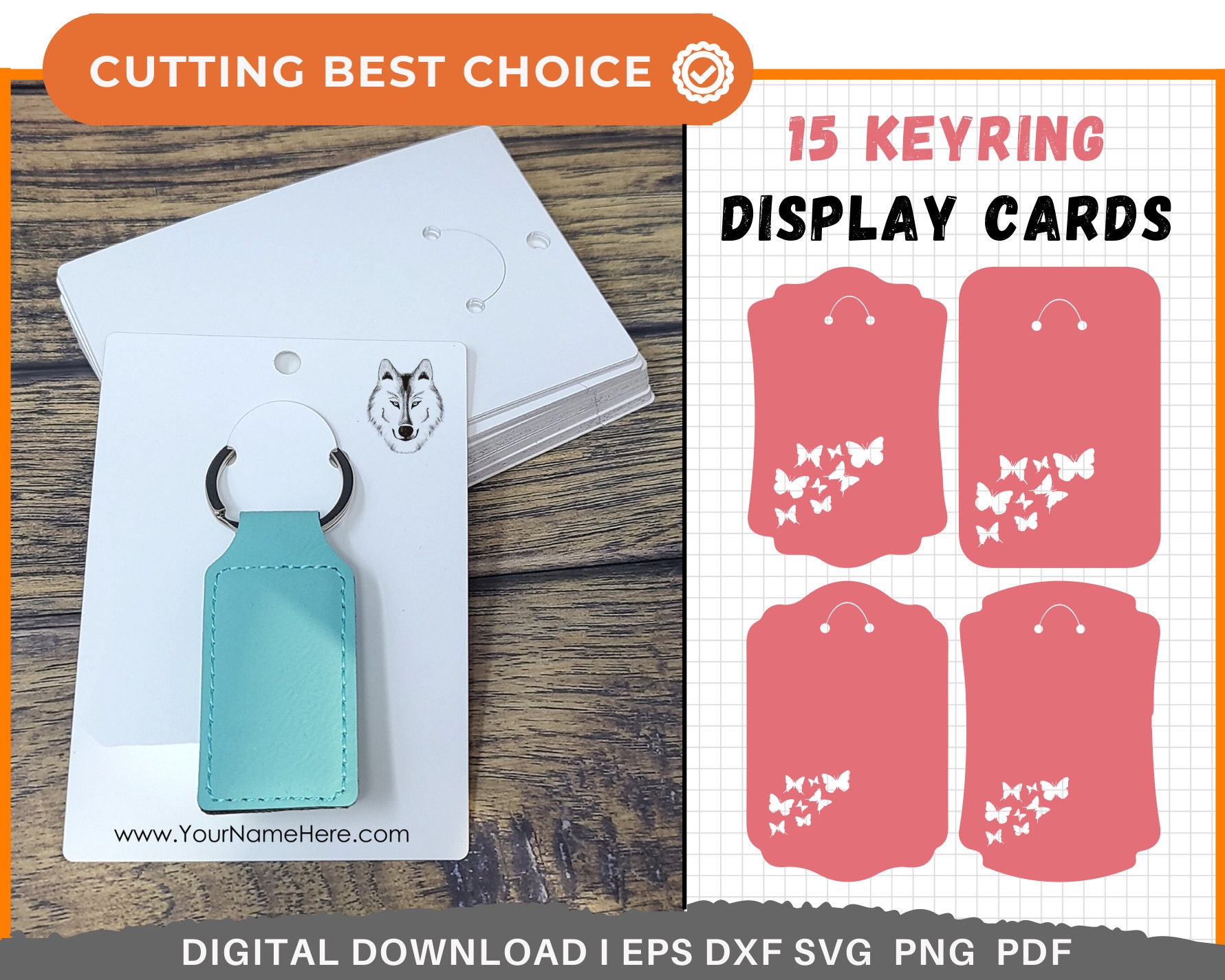 Keyring Display Card Svg, Keyring Display Card Template, Keychain  Packaging, Key Ring Tag Svg, Keychain Svg, Packaging Svg 