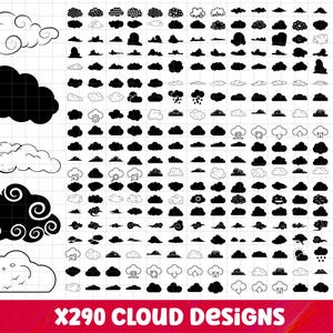 Cloud SVG Bundle, Cloud PNG, Cloud Clip Art, Rain Cloud Svg, Cloud Cricut, Weather Svg, Sky Svg, Cloud Cut Files For Cricut, Cloud Vector