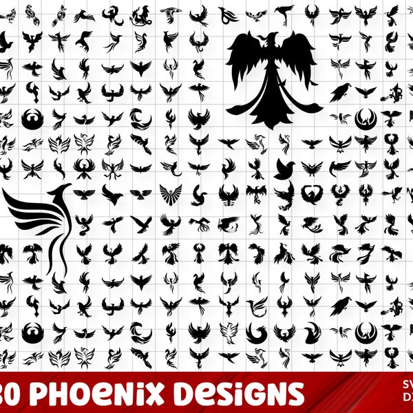 Phoenix SVG Bundle, Phoenix PNG Bundle, Phoenix Clipart, Phoenix SVG Cut Files for Cricut, Phoenix Silhouette, Phoenix Bird Head Svg