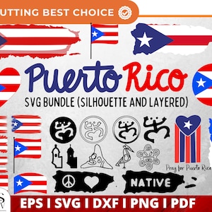 Puerto Rico Bundle Svg, Taino Svg, Puerto Rico Svg, Garita Svg, Puerto Rico Flag Svg, Coqui Svg, Clipart, Silhouette, Cricut, Commercial Use