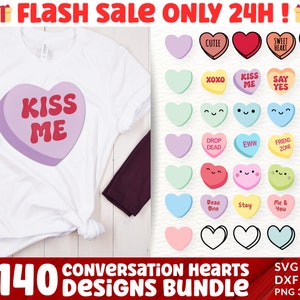 Candy Hearts Svg, Conversation Hearts SVG, Candy Hearts Png, Layered Conversation Hearts with Blanks, Funny Hearts Svg, Valentine&#39;s Day Svg.