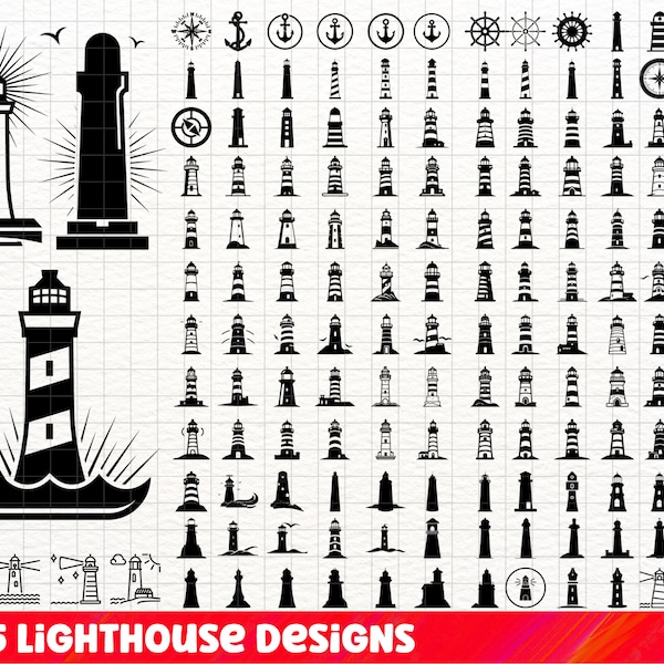 Lighthouse SVG Bundle, Lighthouse PNG Bundle, Lighthouse Clipart, Lighthouse SVG Cut Files for Cricut, Maritime svg, Ocean Svg, Nautical Svg